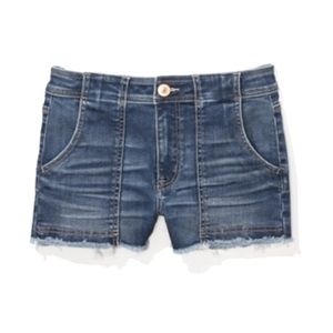 AMERICAN EAGLE AE NE(X)T LEVEL HIGH-WAISTED DENIM SHORT SHORT